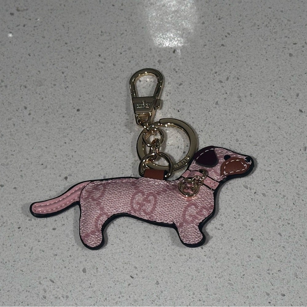 Pink GUCCU Dog Keychain